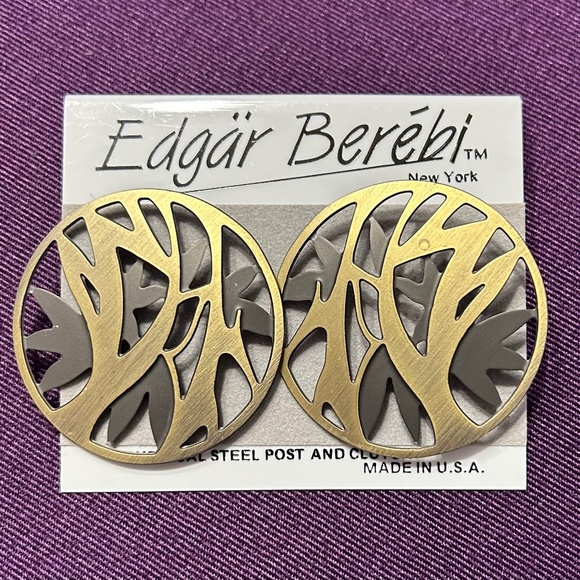 Edgar Berebi Jewelry - Edgar Berebi earrings matte gold and black unworn vintage pierced